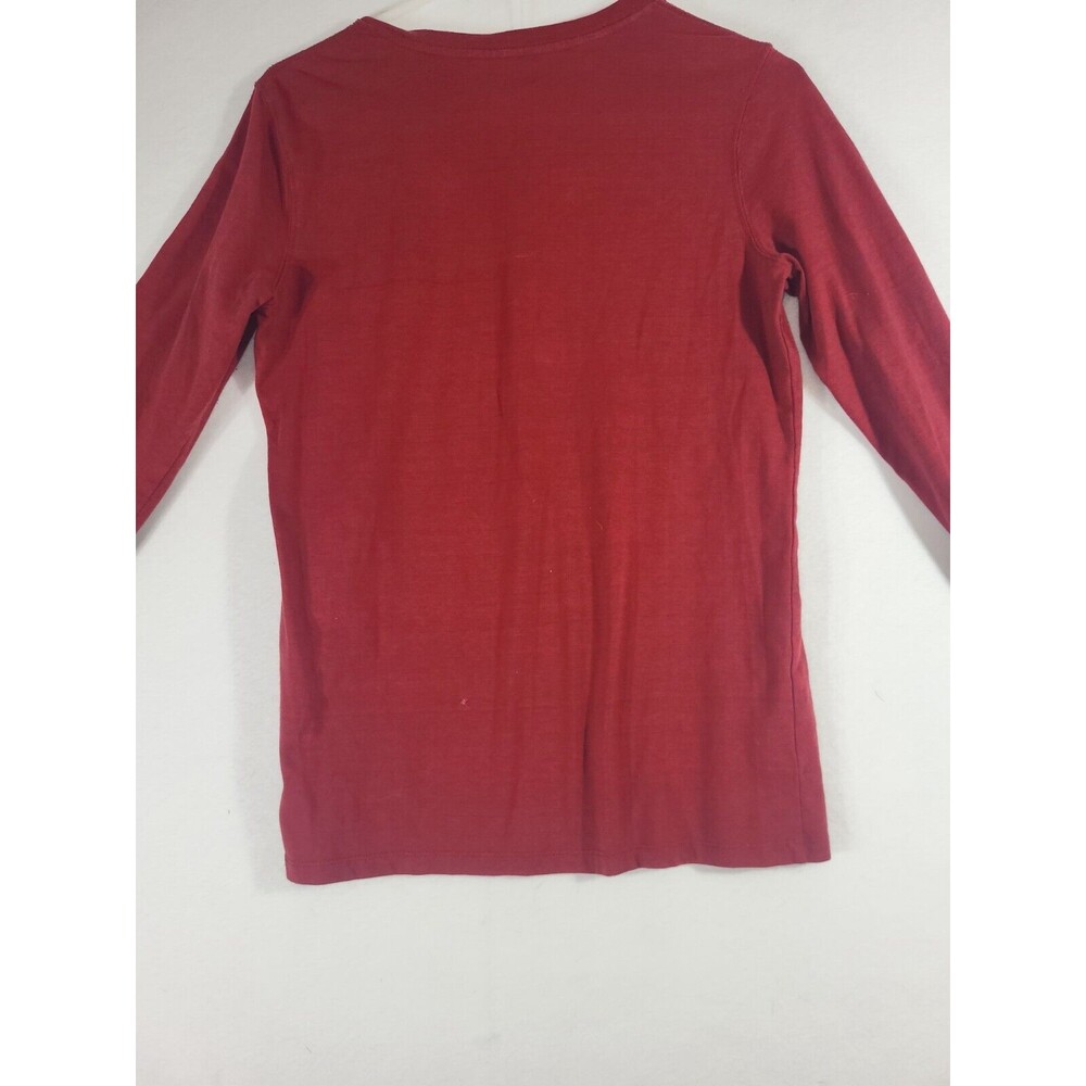 Carhartt Shirt Womens Small 4-6 Heather Red Long Sleeve Solid Blank V Neck